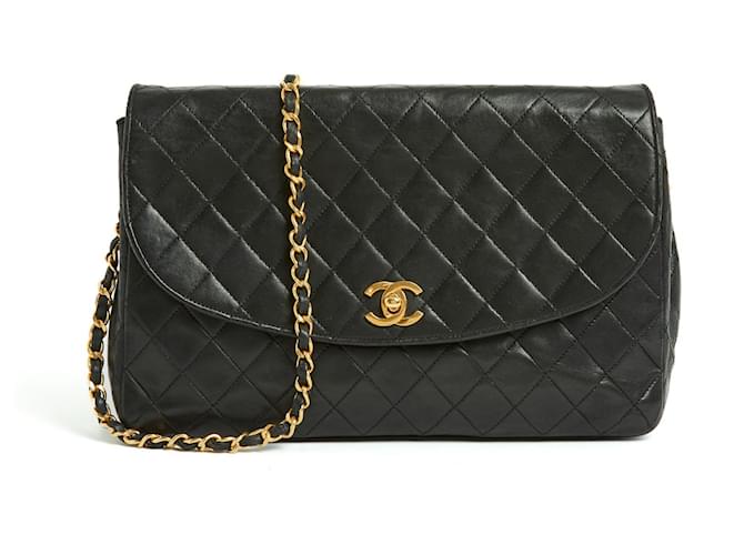 Timeless Chanel CLASSIC VINTAGE SINGLE FLAP BLACK Leather  ref.883070