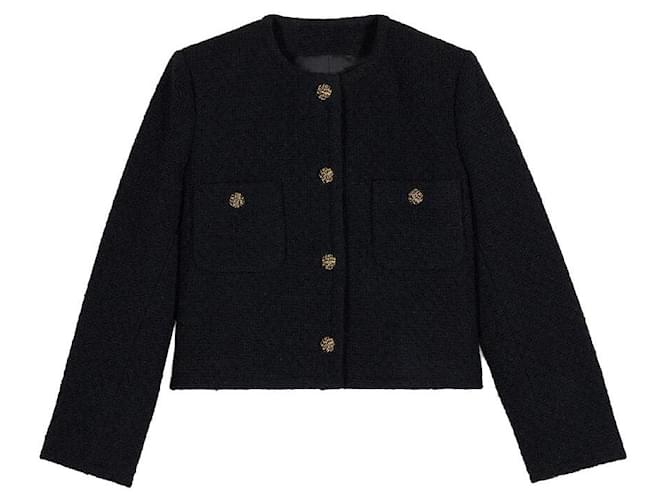 Ba&Sh Jackets Black Cotton Polyester Wool Polyamide Acrylic  ref.883077