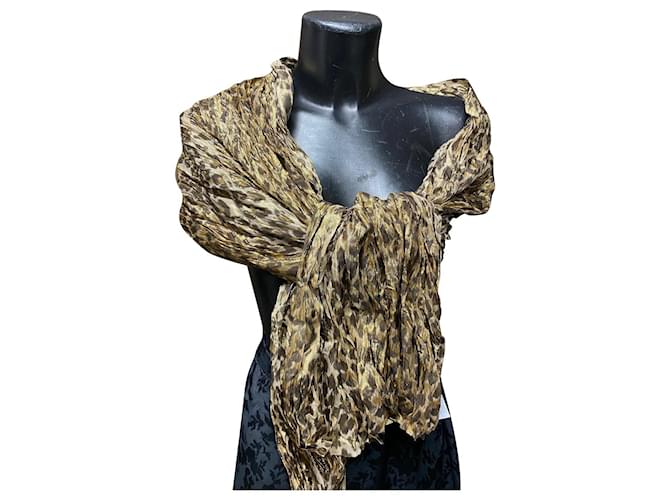 Dolce & Gabbana Dolce and gabbana scarf Brown Black Golden Silk  ref.883128
