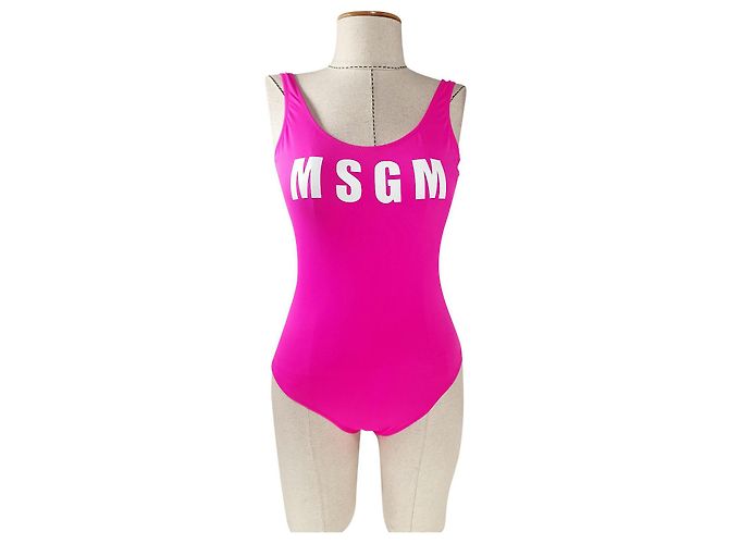 Costume da bagno rosa Msgm con logo frontale