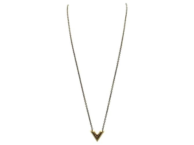 Louis Vuitton Essential V Necklace Golden Metal