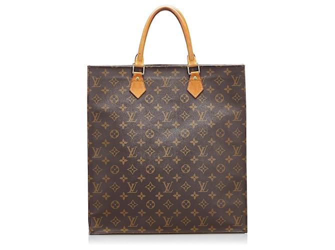 Louis Vuitton Brown Monogram Sac Plat Leather Cloth  ref.883690