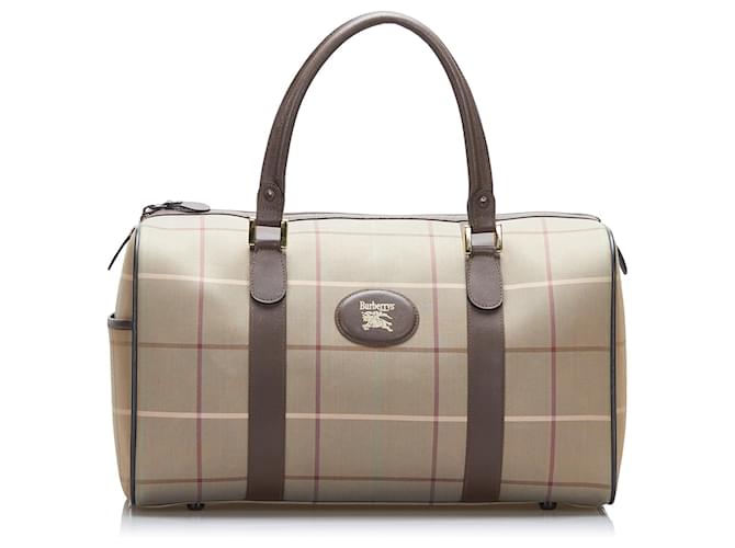 Burberry Brown Vintage Check Boston Multiple colors Beige Leather Cloth Pony-style calfskin Cloth  ref.883693
