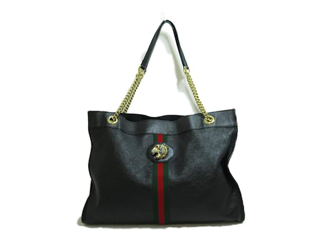 Gucci Leather Rajah Chain Tote with Pouch 537219 Black Pony-style calfskin  ref.883728