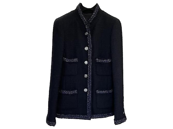 Chanel Iconic Shanghai Little Black Jacket Tweed ref.883800 - Joli Closet