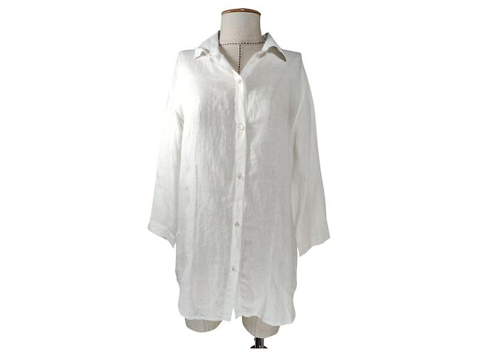 Camicia Jigsaw in lino bianca Bianco