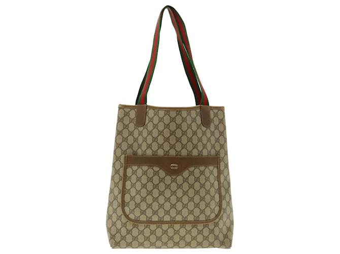 GUCCI GG Canvas Web Sherry Line Tote Bag Beige Rouge Vert 120.02.003 auth 39772  ref.883882