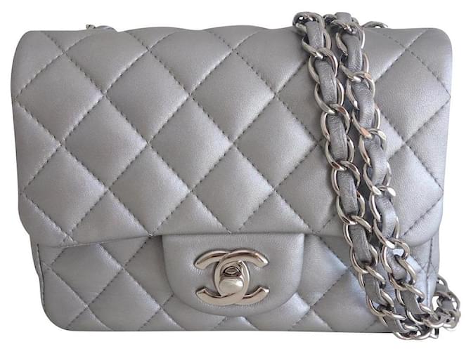 Timeless Chanel Classic Pm gray bag Grey Leather  ref.884061