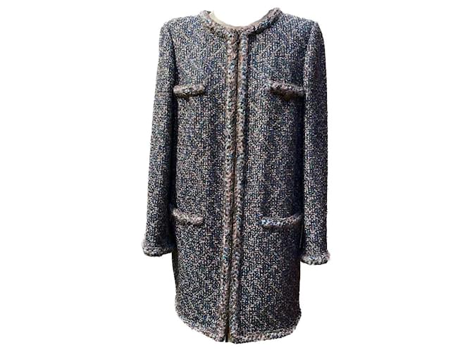 Chanel 9K$ Supermarket Lesage Tweed Coat Blue  ref.884104