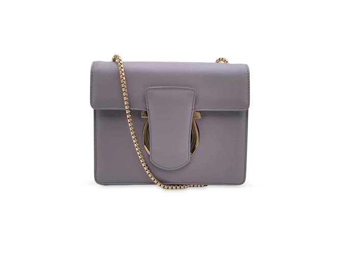 Salvatore Ferragamo Grey Leather Thalia Box Shoulder Bag  ref.884218