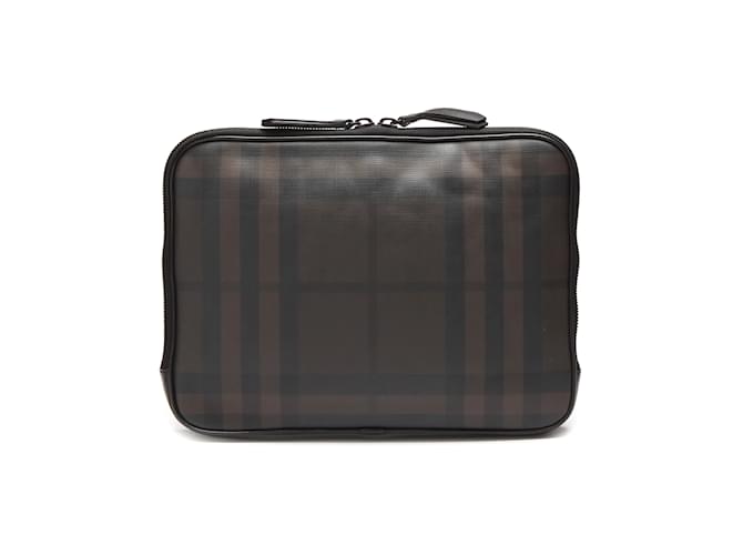 Burberry Smoke Check Laptop Bag Brown Cloth  ref.884238