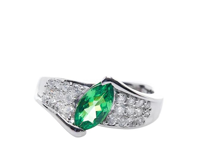 & Other Stories Emerald Diamond Ring Silvery Metal  ref.884254