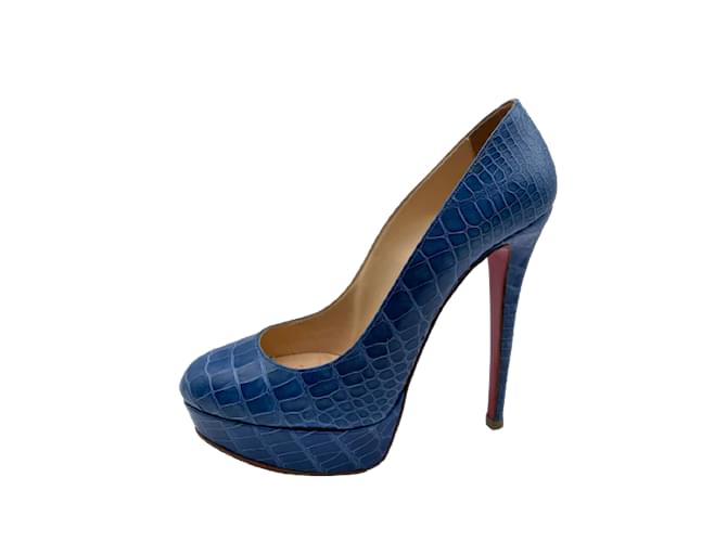 CHRISTIAN LOUBOUTIN  Heels T.EU 39 Exotic leathers Blue  ref.884360