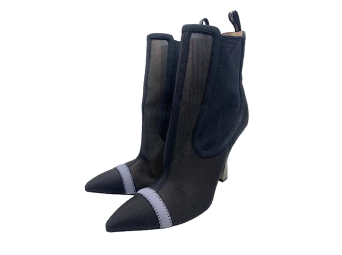 FENDI  Ankle boots T.EU 39.5 cloth Black  ref.884368