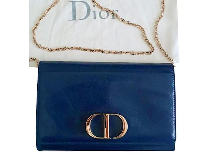 Christian Dior .Montaigne 30 Azul marino Cuero  ref.884464