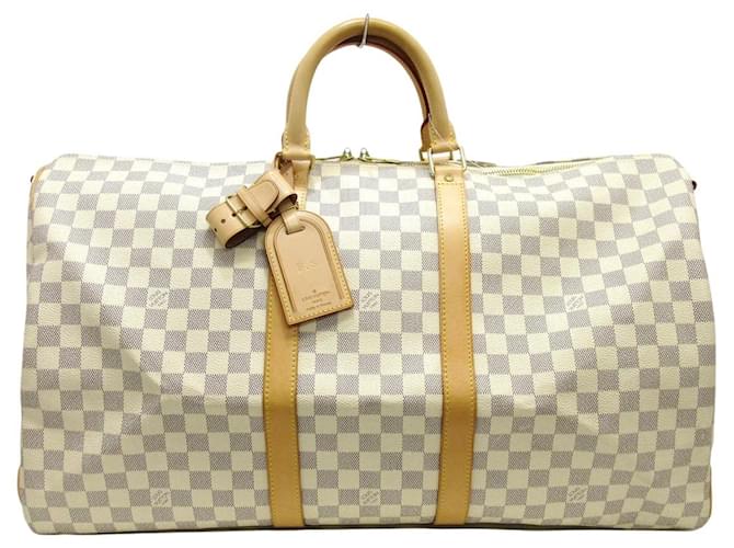 Louis Vuitton Keepall Bandouliere 55 White Cloth  ref.884777