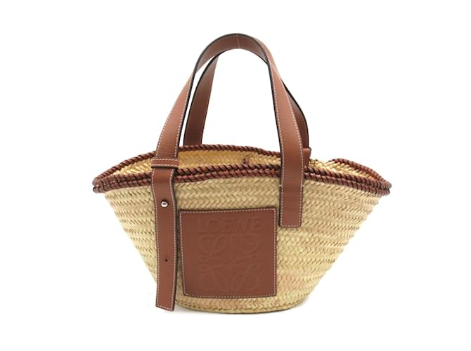LOEWE ★Loewe Raffia Basket Tote Bag Brown Loewe Small Brown Raffia Basket Tote Bag 32702 aa49506