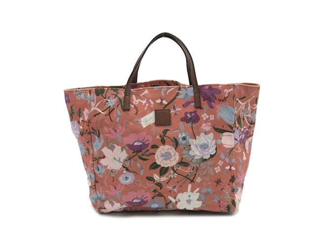 Gucci Floral Canvas Tote Bag 284721 Pink Cloth  ref.884999
