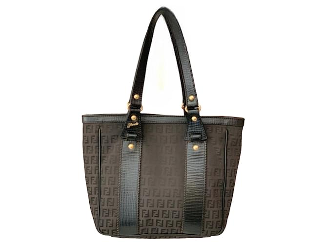 Fendi Handbags Brown Black Cloth  ref.885013
