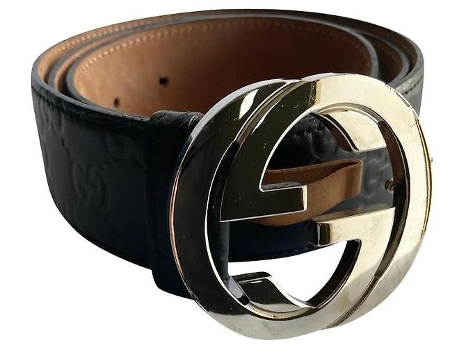 Cinto De Couro Gucci, Fivela GG Preto