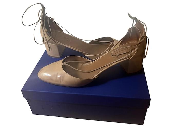 Chaussure à talon aquazzura Alexa 50 couleur nude Vernis Beige  ref.885038