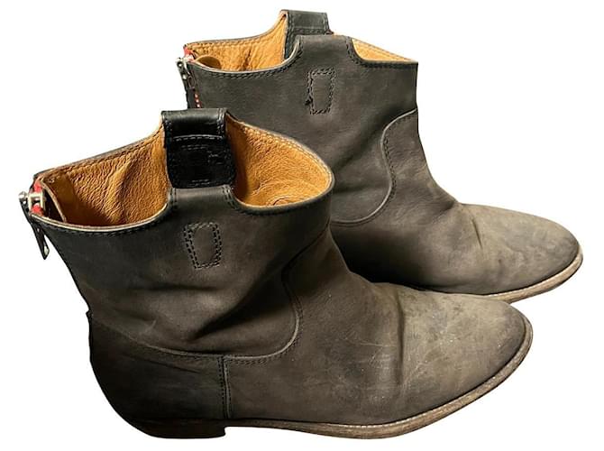 Autre Marque biker anthracite gray ankle boots Via roma 15 Dark grey Leather  ref.885041