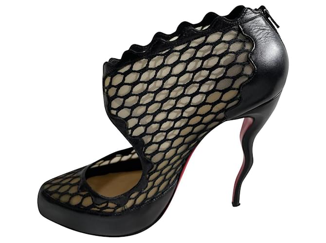 Christian Louboutin VIOLET 120  Mesh Booties Black Leather  ref.885050