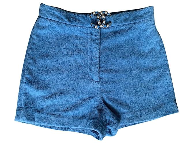 Chanel Shorts Blue Cotton  ref.885171