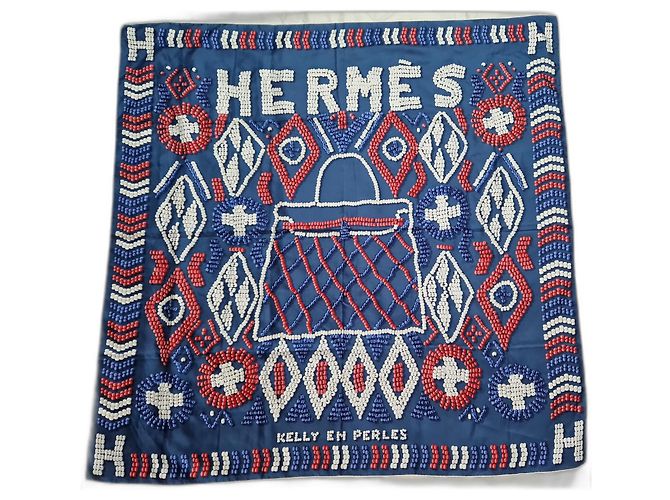 Kelly bufanda gigante de hermès 140 perlas Azul