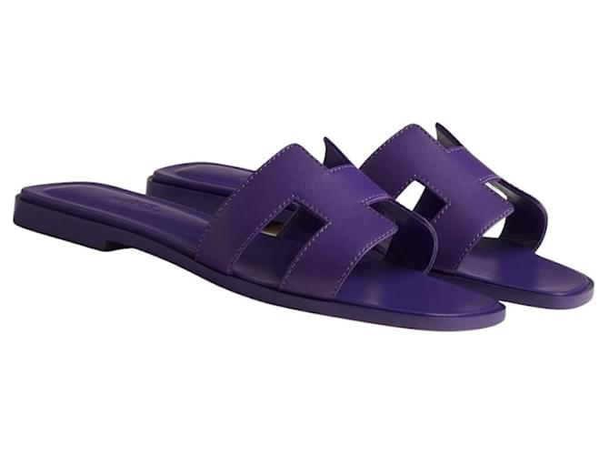 Oran Hermès Sandals Purple Leather  ref.885232