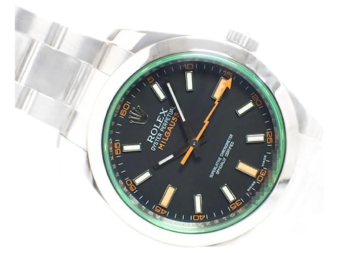 Vidrio verde ROLEX Milgauss 116400Serie GV V para hombre Plata Acero  ref.885251