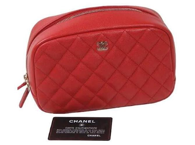 Chanel clutch Red Leather  ref.885412