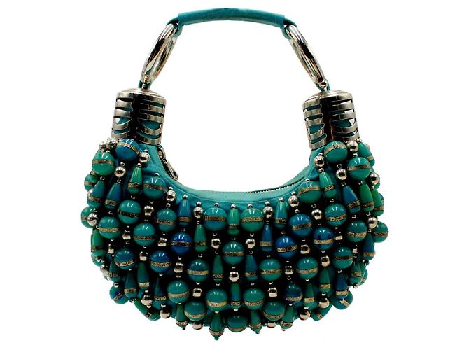 Chloé Borsa a tracolla con perline Chloe in seta blu