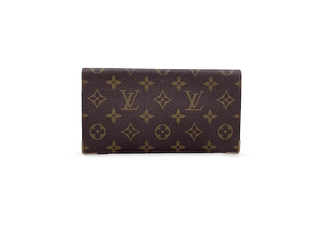 Louis Vuitton Vintage Monogram Canvas Porte Chequier Checkbook Wallet Brown Cloth  ref.885498