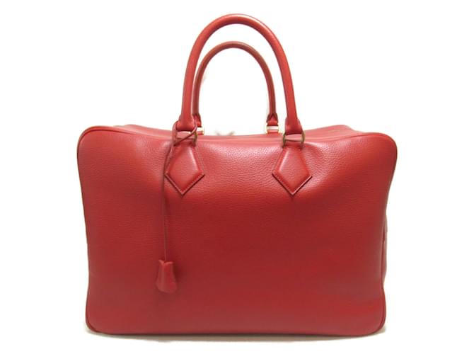 Hermès Togo Plume 45 Red Leather Pony-style calfskin  ref.885538