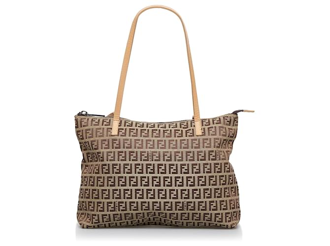 Fendi Brown Zucchino Shoulder Bag Cloth Cloth  ref.886019