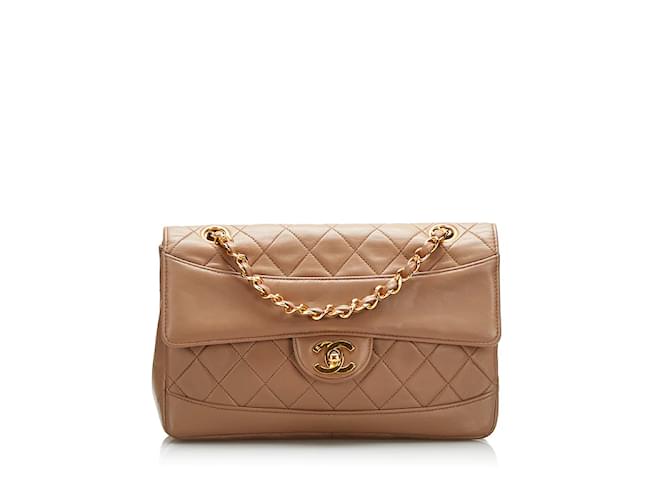 Chanel CC Quilted Leather Chain Flap Bag Brown Pony-style calfskin  ref.886112