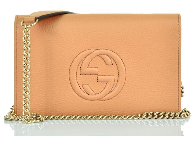 Gucci Soho Handbag Beige Woman Leather Cellarius Mod. 598211 a7M0g 2754  ref.886164