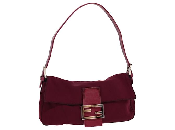 FENDI Mamma Baguette Shoulder Bag Nylon Red 2308-26424-018 Auth yk6486  ref.886216