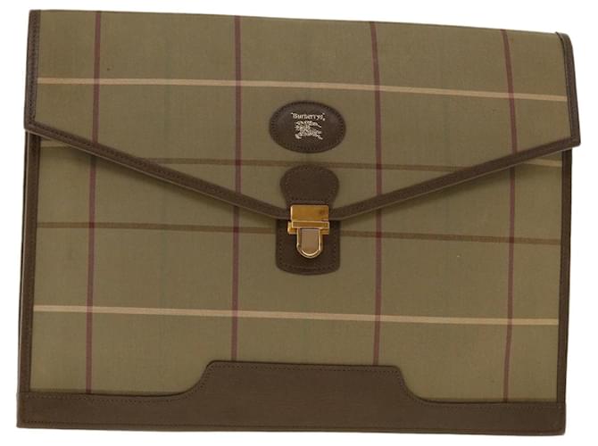 Autre Marque Burberrys Nova Check Canvas Clutch Bag Nylon Brown Red Auth 39938  ref.886227