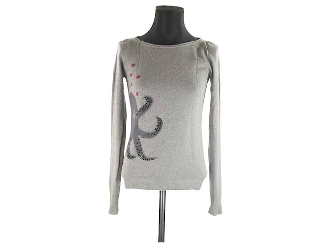 Pull-over Maje 36 Soie Gris  ref.886286