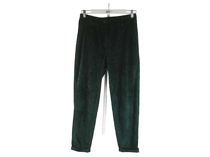 Pantalones rectos Margaux lonnberg 36 Verde Algodón  ref.886349