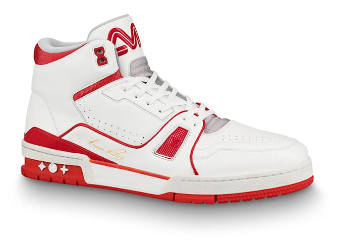 Louis Vuitton White, Blue, & Red 'LV Trainer' Sneakers