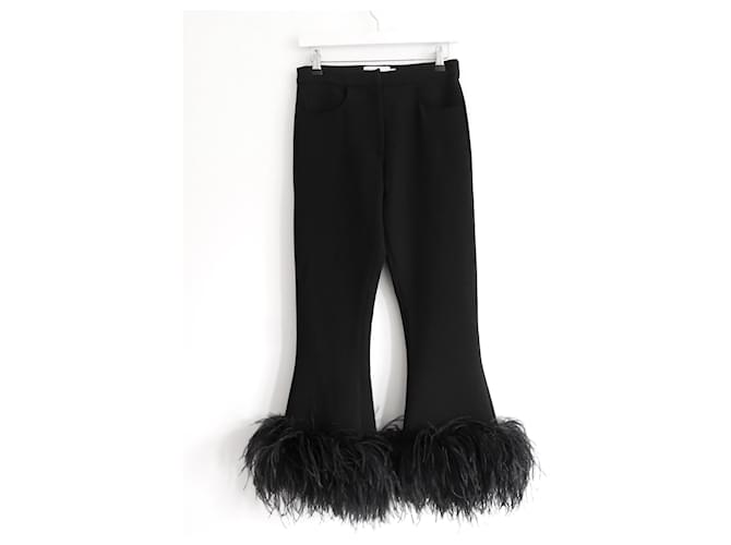 Autre Marque 16Arlington Brisbane feather-embellished trousers Black Polyester  ref.886511