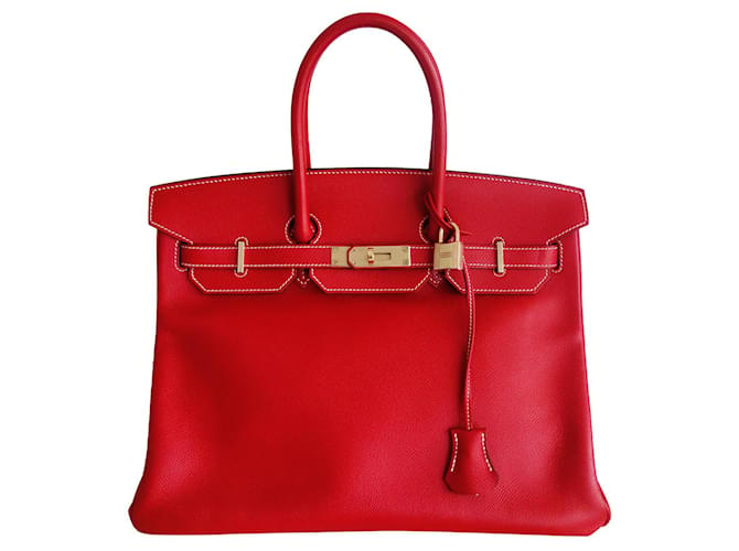 Hermès HERMES BIRKIN BAG 35 bicolour Red Blue Leather  ref.886512