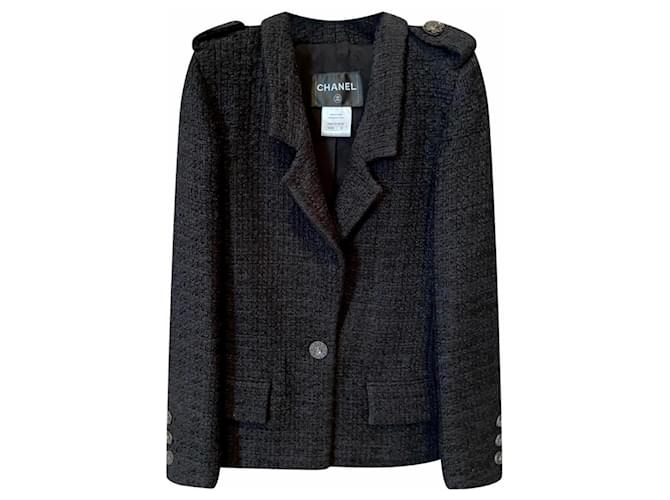 Chanel Giacca di tweed nera Seoul Nero  ref.886516