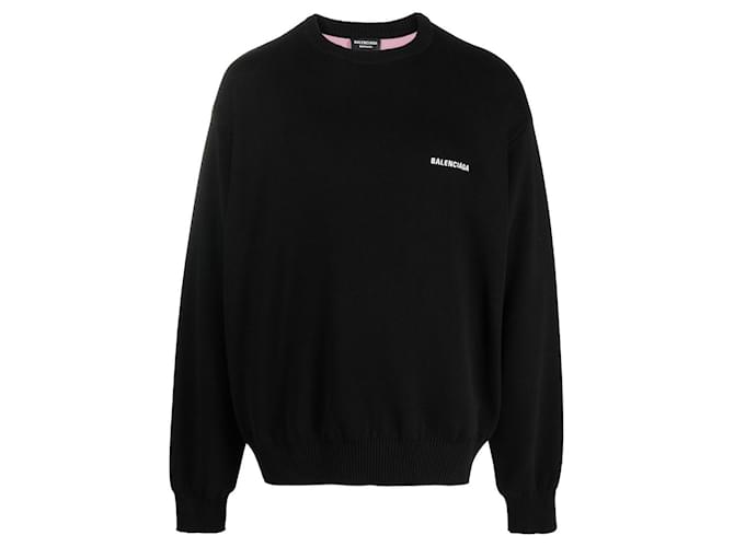Balenciaga Pullover Political Campaign Sweater in maglia di misto cotone nero Viscosa  ref.886590