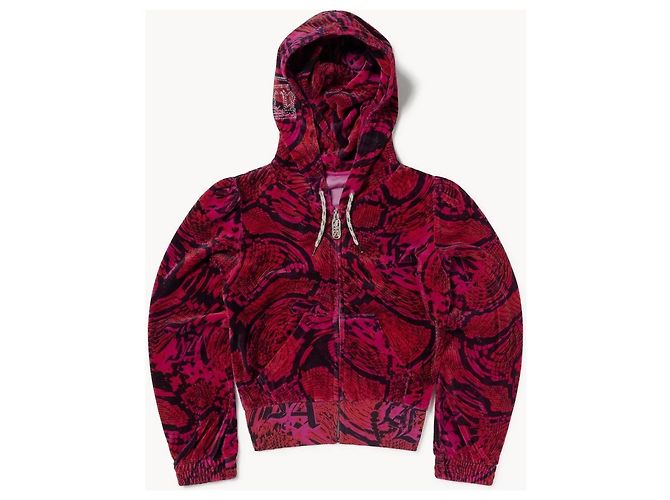 Sweat à capuche zippé Psysnake Luxe Velour Juicy Couture Violet Foncé 