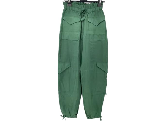GANNI Pantalones T.fr 34 Viscosa Verde  ref.886844