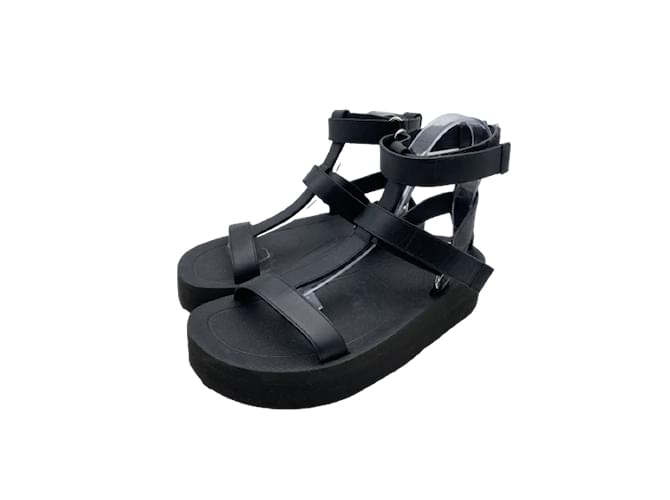 Hermès HERMES  Sandals T.EU 37.5 Leather Black  ref.886877